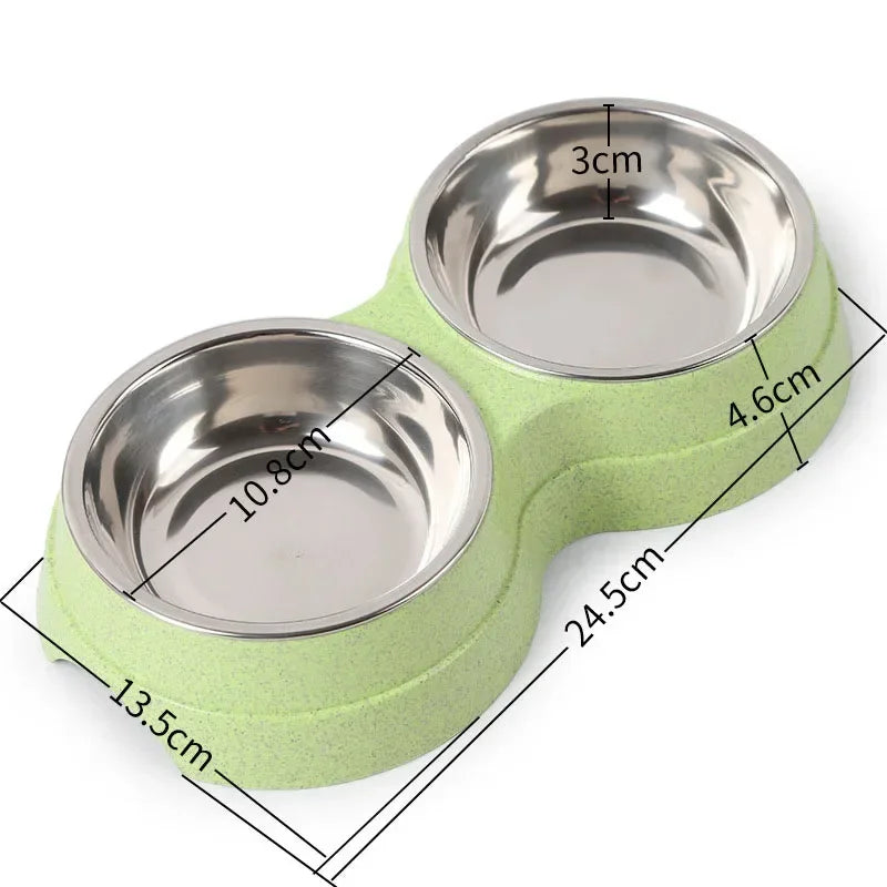 Set Doppia Ciotola Rialzata in Acciaio Inox