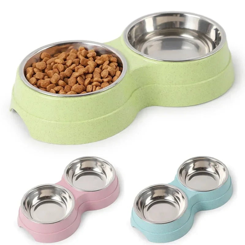 Set Doppia Ciotola in Acciaio Inox per Cani e Gatti
