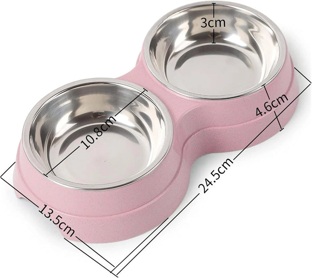 Set Doppia Ciotola in Acciaio Inox per Cani e Gatti