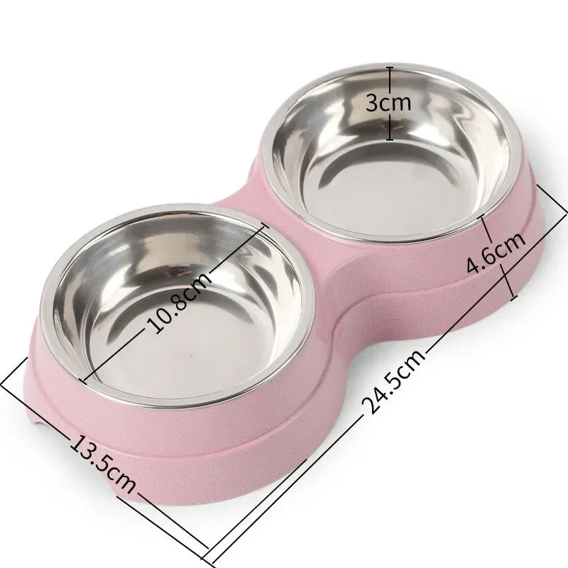 Set Doppia Ciotola Rialzata in Acciaio Inox