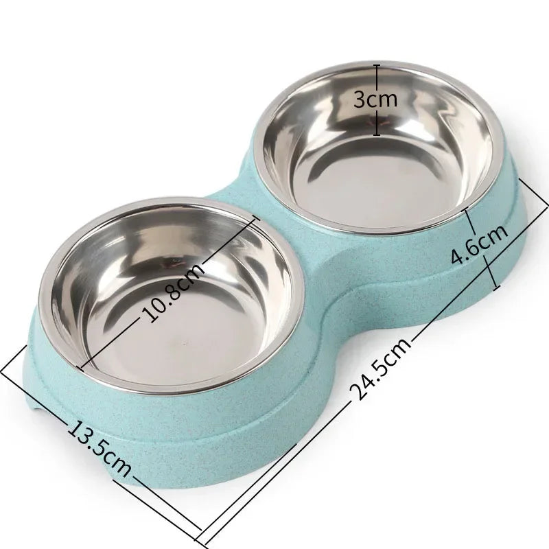 Set Doppia Ciotola in Acciaio Inox per Cani e Gatti